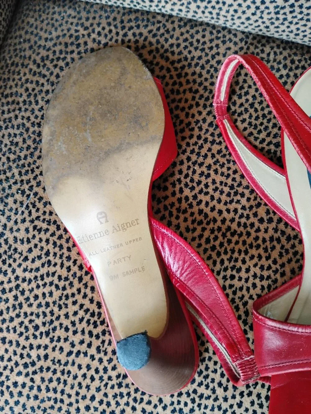 GUC Vintage Etienne Aigner Red Leather Slingback Heels